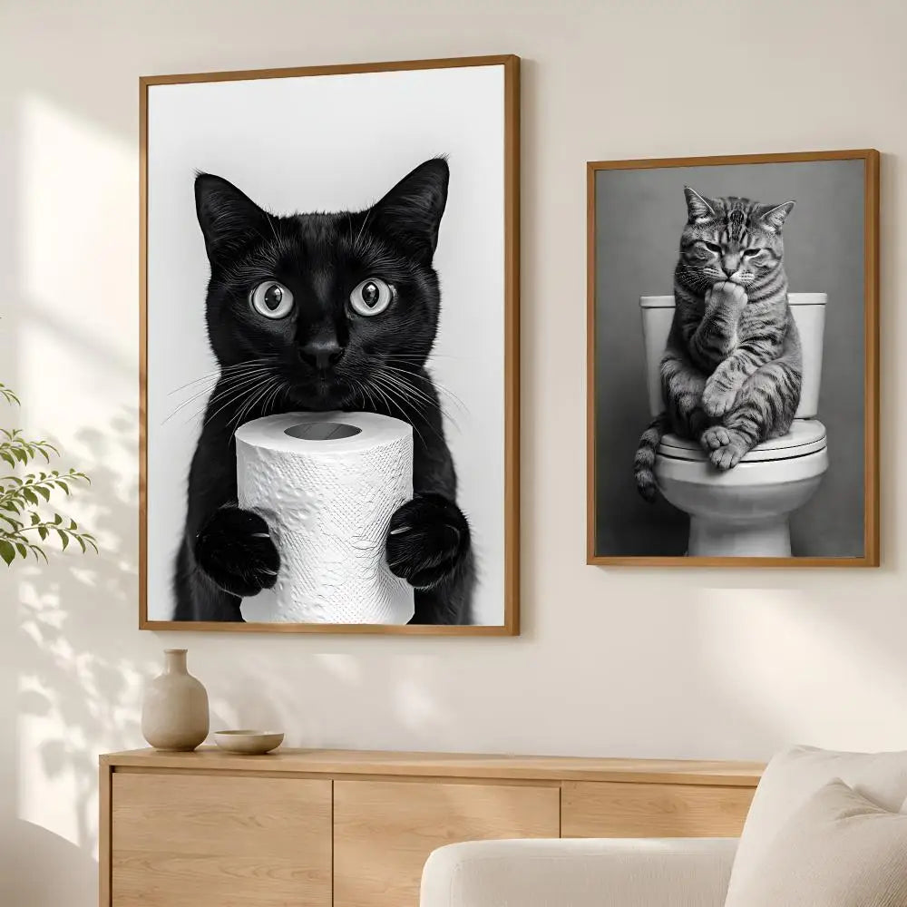 Funny Animal on Toilet Poster – Self-Stick Waterproof Wall Art Wall Art Poster Axl