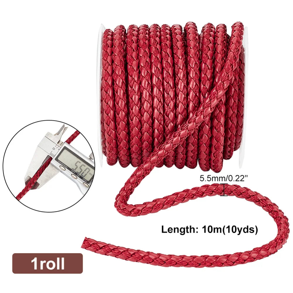 10 Yards Red Braided Leather Cord 5.5mm – DIY Jewelry Rope Leather Craft Cord Axl AECH04-07900
