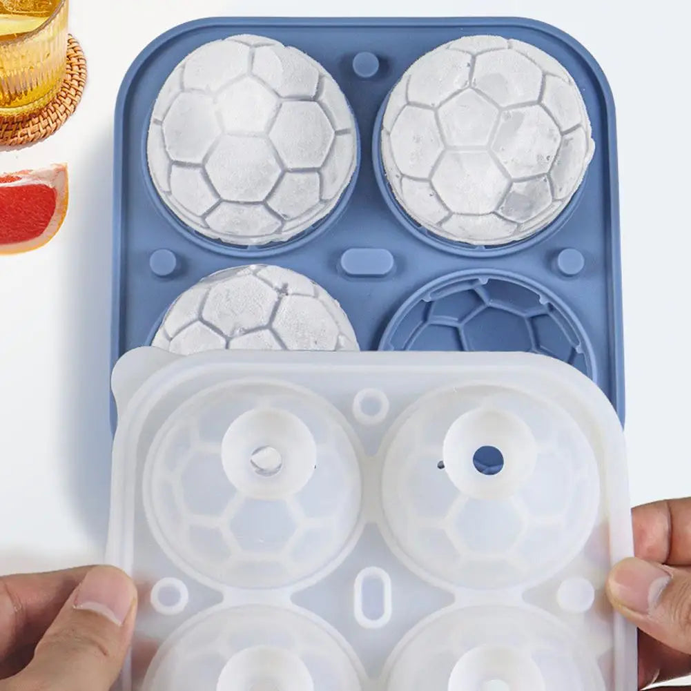 3D Soccer Ball Ice Cube Tray – 9-Grid Silicone Mold with Lid Silicone Ice Mold Axl