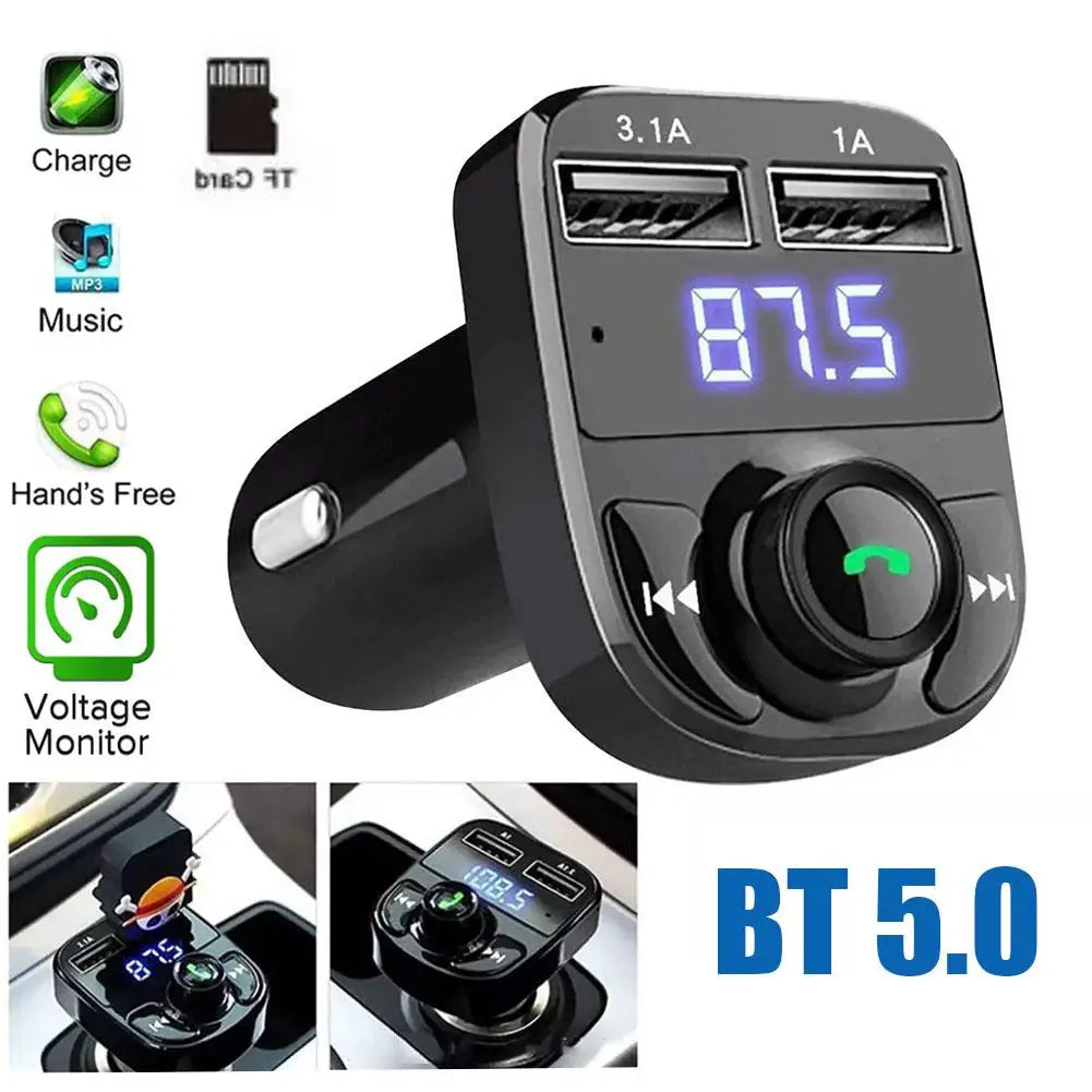 Bluetooth 5.0 FM Transmitter Car Charger – Dual USB Hands-Free FM Transmitter Car Kit Axl