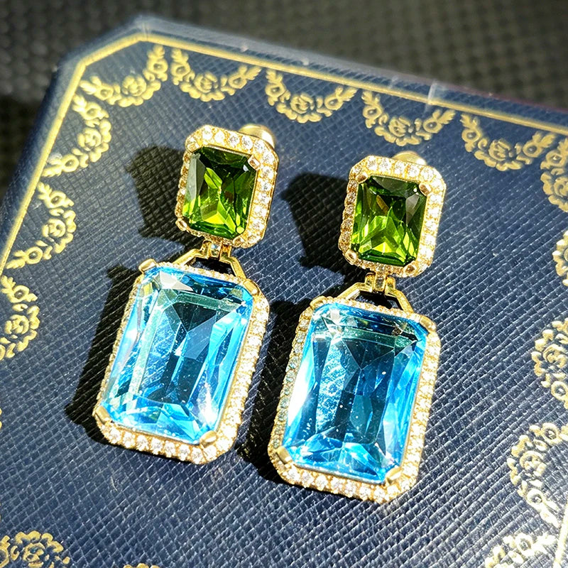 Huitan CZ Drop Earrings – Geometric Vintage Fashion Jewelry Drop Earrings Axl