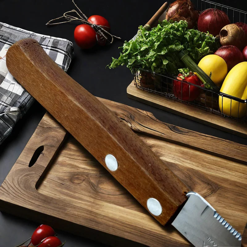 Wood Handle Serrated Steak Knife Set | Stainless Steel Cutlery Steak Knife Set Axl
