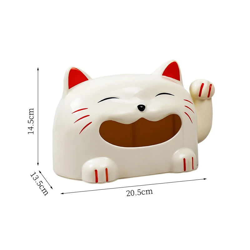 Lucky Cat Tissue Box – Cute Desktop Organizer & Paper Dispenser Tissue Box Holder Axl