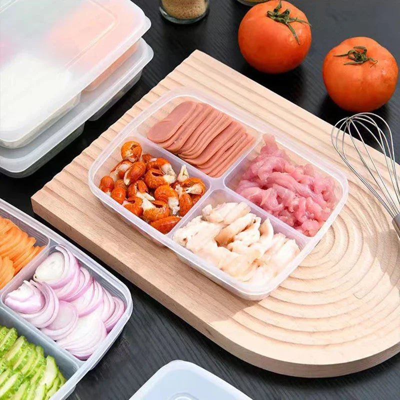 4-Compartment Airtight Fridge Storage Box | Food Crisper Food Storage Container Axl