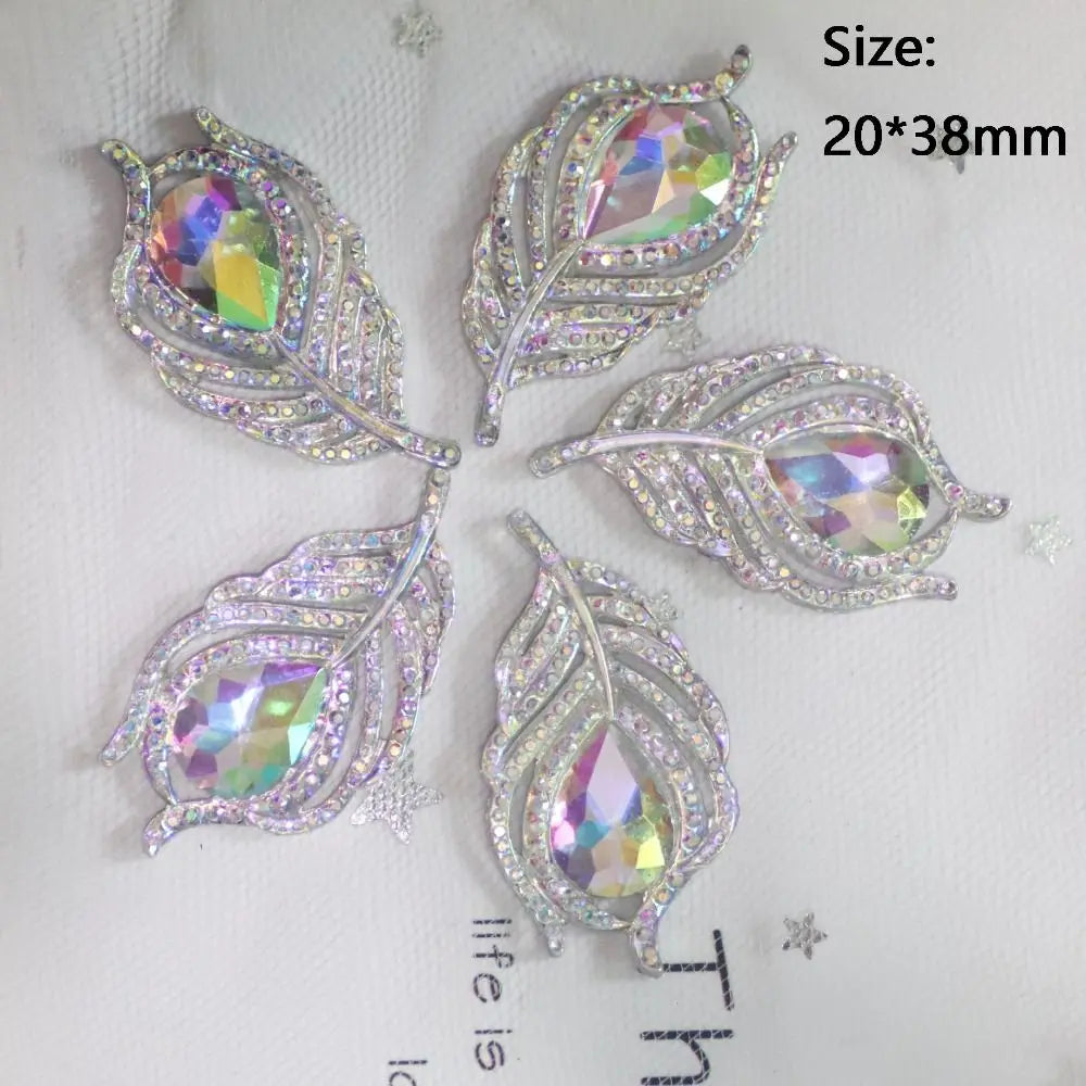 20PCS Resin Peacock Feather Leaf Rhinestones | DIY Craft Gems Craft Rhinestones Axl