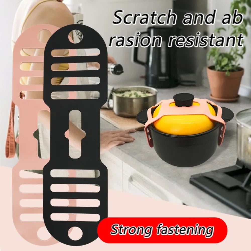 Silicone Pot Lid Holder Strap – Universal Elastic Band Cookware Accessory Axl