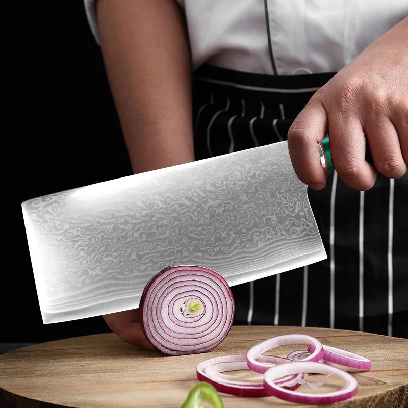 Damascus Steel Cleaver | Professional Chef Kitchen Knife Damascus Cleaver Knife Axl