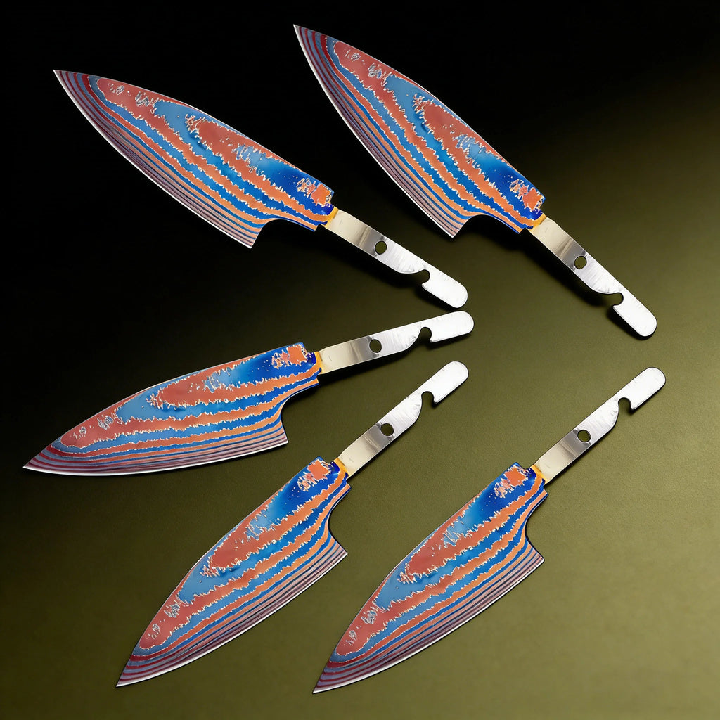 Damascus Titanium Fruit Knife Blades – DIY Replacement Set Knife Blade Set Axl