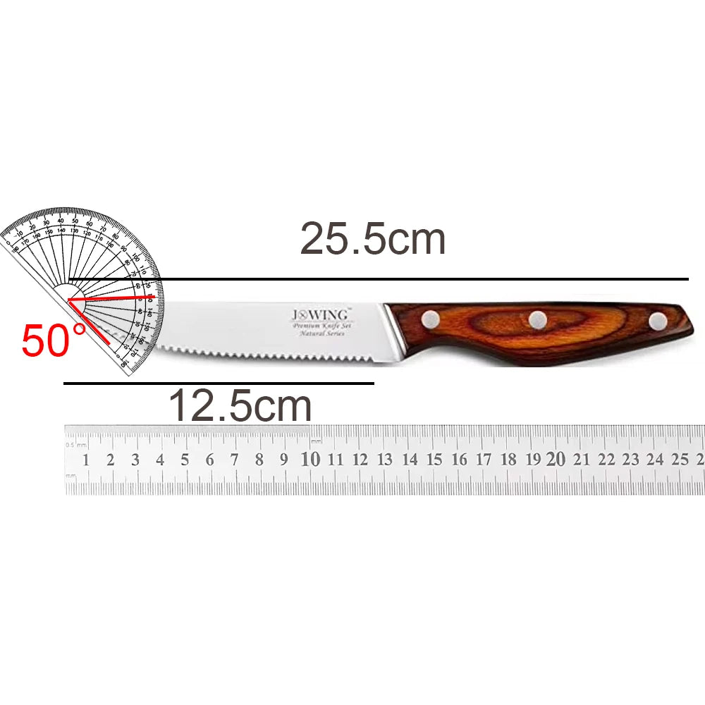 Serrated Steak Knife Set – Wood Handle, 2/4/6/8 Piece Steak Knife Set Axl