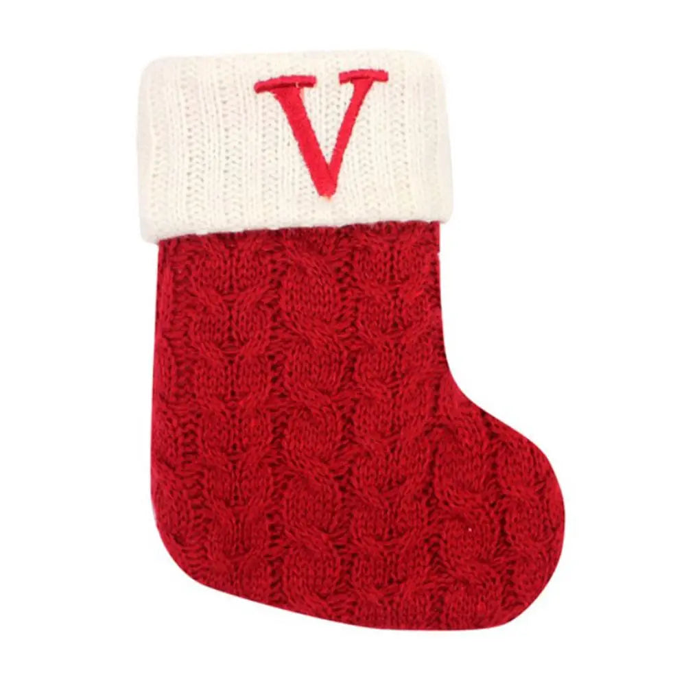 Knitted Christmas Stocking – Alphabet Letter Xmas Décor Gift