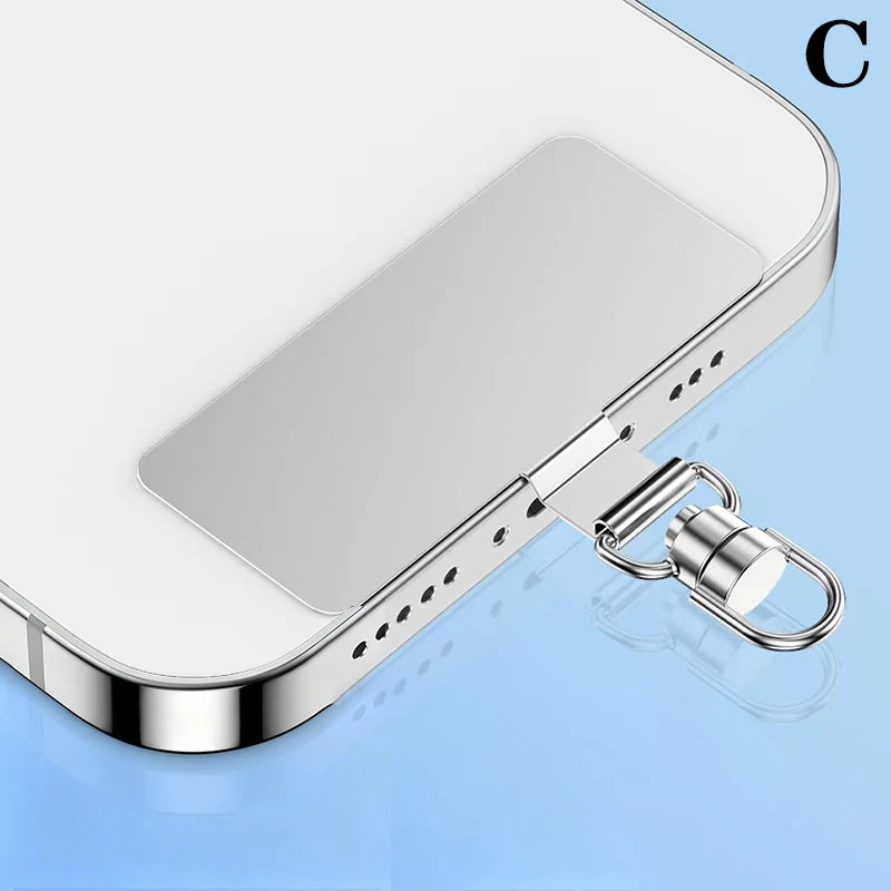 Steel Phone Lanyard Clip Patch – 360° Metal Strap Tab Phone Lanyard Clip Axl C Silver