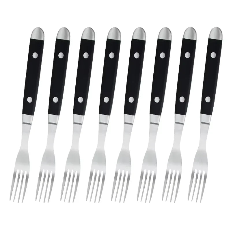 COOKCRAZE Black Stainless Steel Cutlery Set – Dishwasher Safe Cutlery Flatware Set Axl 8 pcs fork