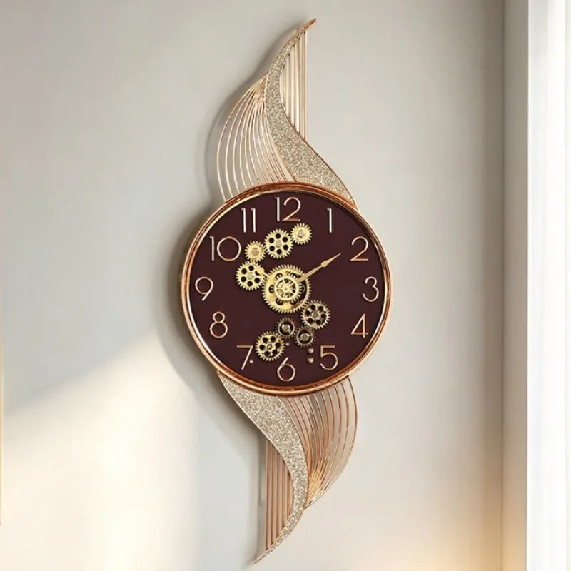 Modern Silent Large Wall Clock – Minimalist Geometric Decor Wall Clock Axl Brown