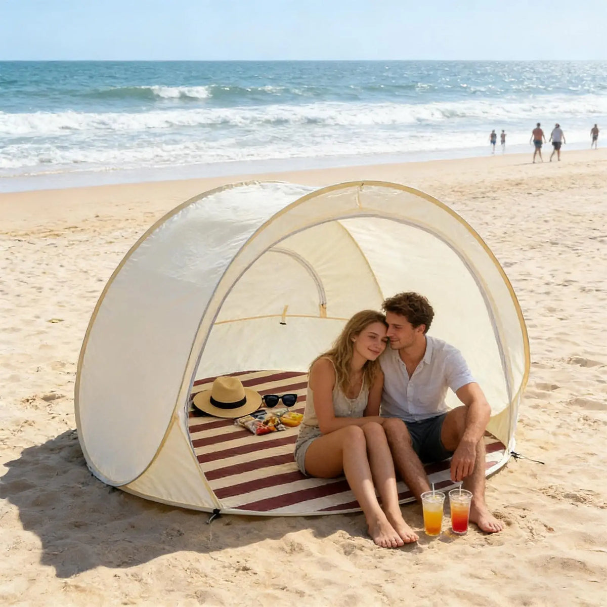 Pop-Up Beach Tent 3–4 Person | UPF 50+ UV Sun Shelter Canopy Pop-Up Beach Tent Axl