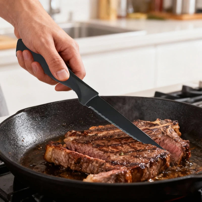Black Matte Stainless Steel Steak Knife Set – 4, 6 or 8 Piece Steak Knife Set Axl