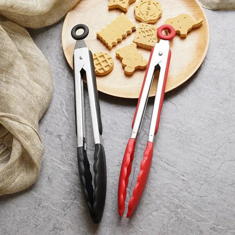 Silicone BBQ Tongs – Heat-Resistant Stainless Steel Food Clip BBQ Kitchen Tongs Axl