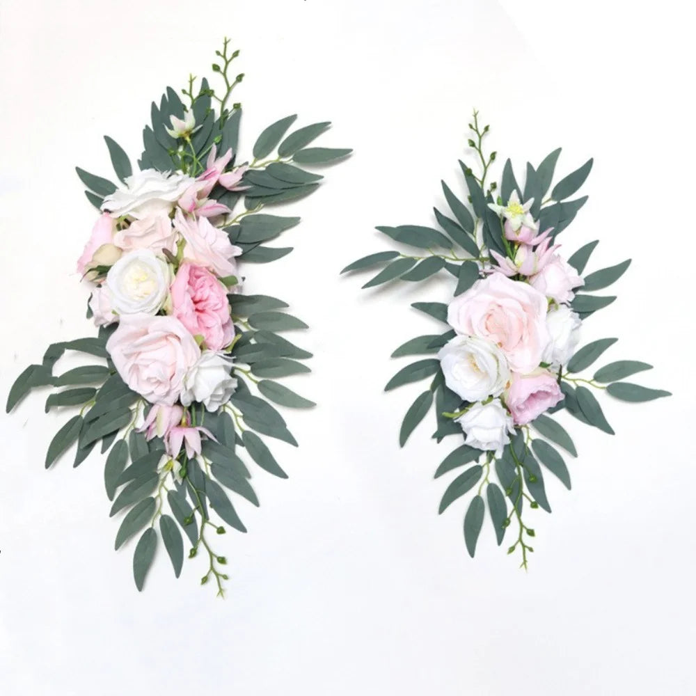 Boho Artificial Wedding Arch Flowers & Eucalyptus Garland 2pc Artificial Wedding Flowers Axl Light Pink