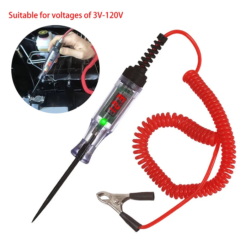 Digital LED Circuit Tester 5-120V Backlit Auto Voltage Tool Circuit Tester Axl