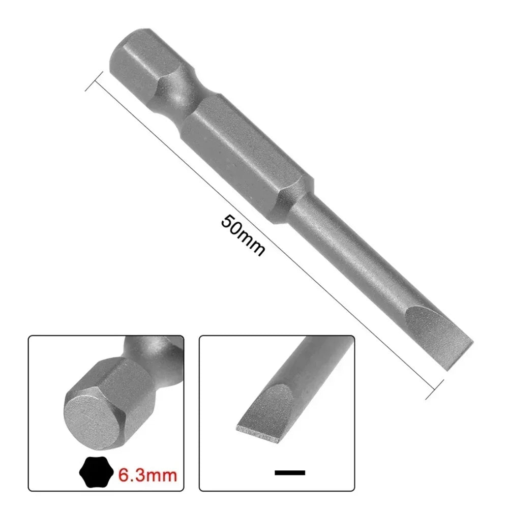 7-Pc Magnetic Flat Head Screwdriver Bits Set – 1/4" Hex 50mm Screwdriver Bit Set Axl