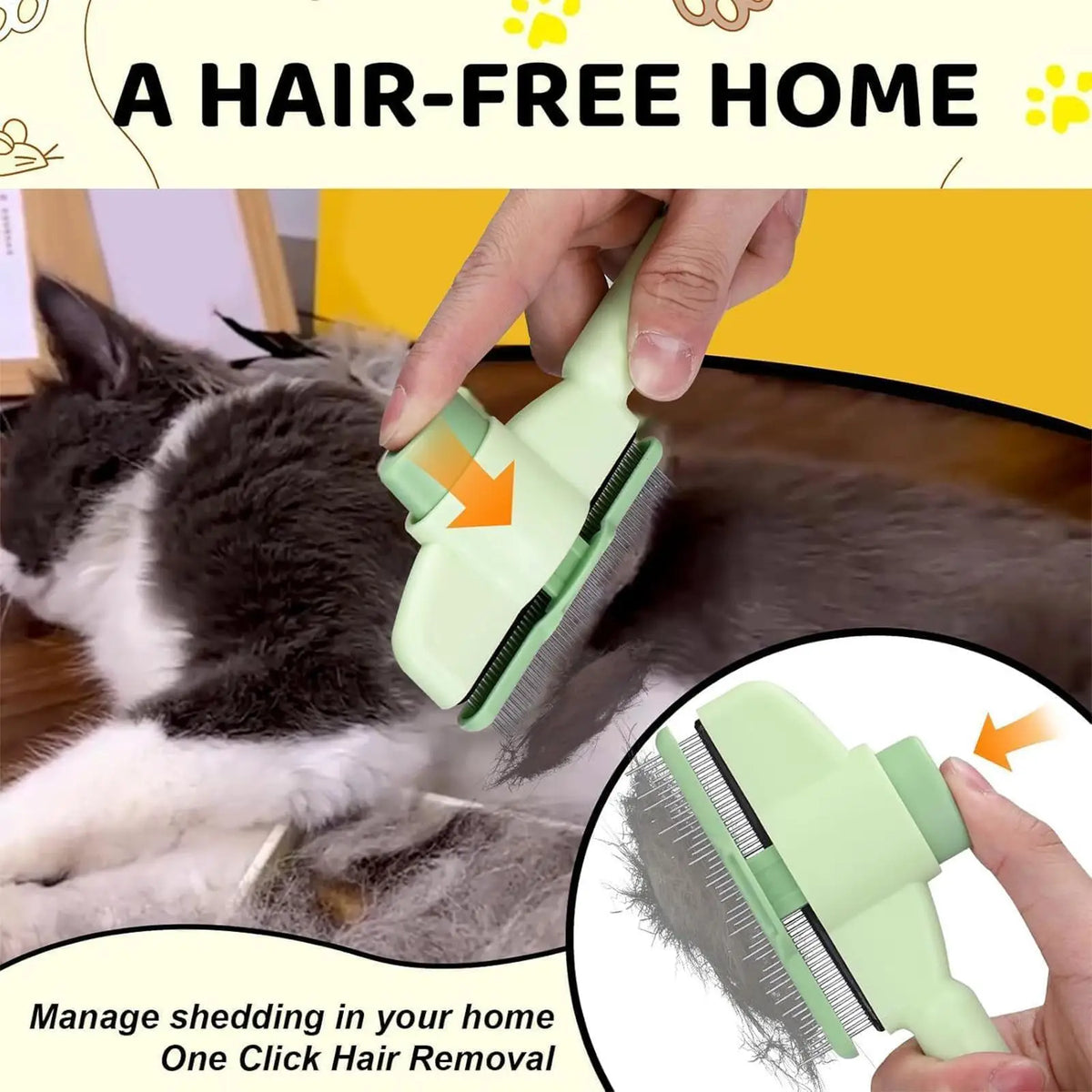 Self-Cleaning Pet Slicker Brush – Cat & Dog Grooming Comb Pet Grooming Brush Axl