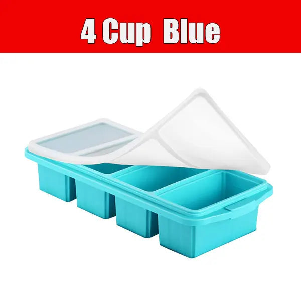 Silicone Freezer Tray with Lid – Large Soup & Broth Cube Mold Silicone Freezer Tray Axl 4 Cup Blue