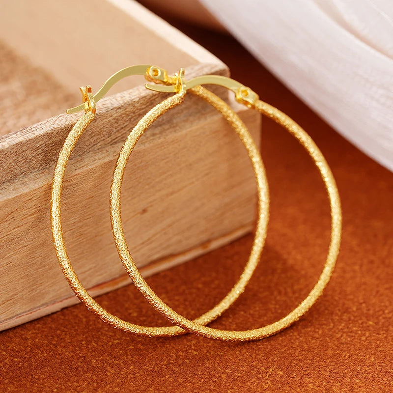Huitan Frosted Gold Hoop Earrings – Textured Big Circle Hoop Earrings Axl