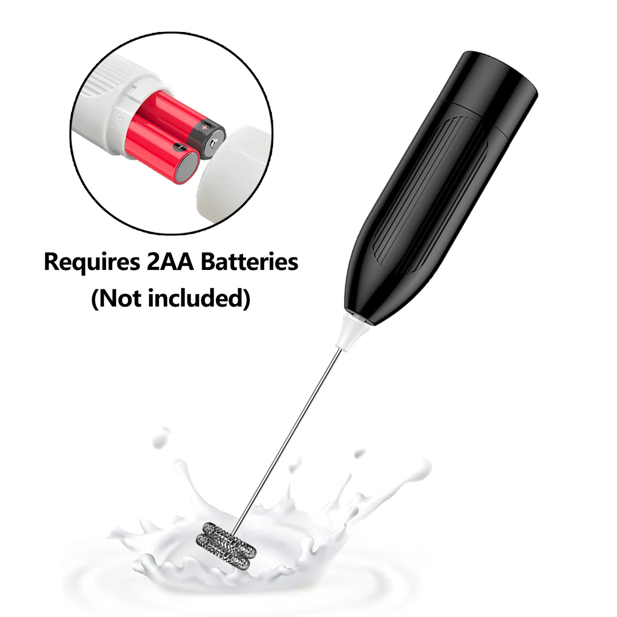 Handheld Milk Frother – Battery Operated Whisk & Foam Mixer Milk Frother Wand Axl Black