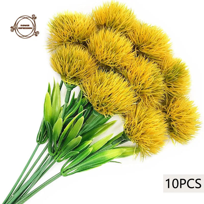 10 Artificial Dandelion Stems – Faux Flower Vase Home Decor Artificial Flowers Axl Yellow