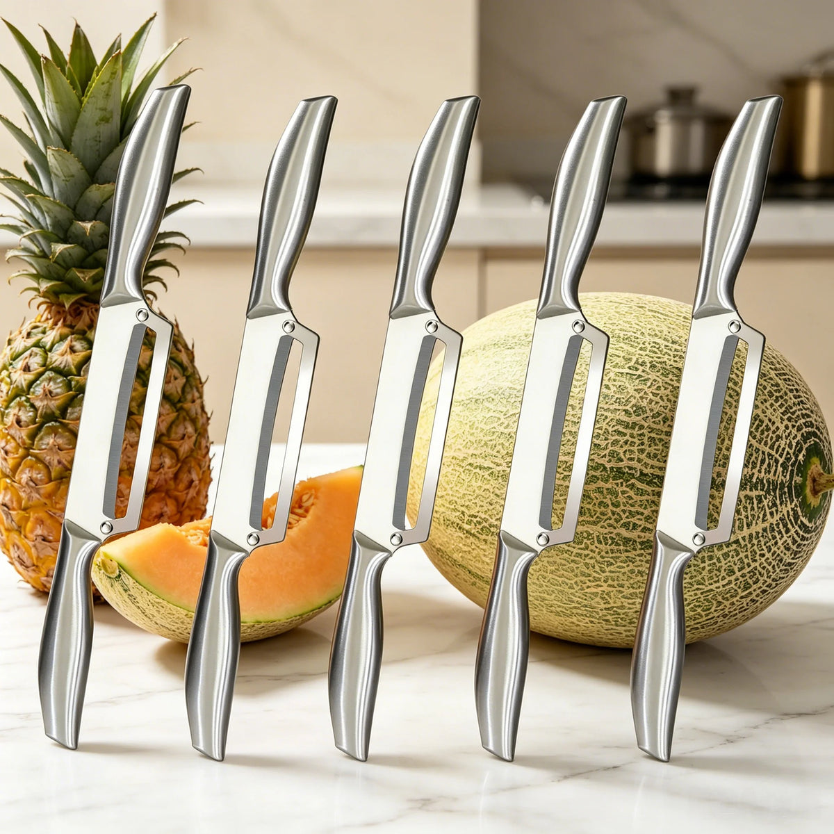 Heavy-Duty Stainless Steel Peeler – Pineapple, Sugarcane & Veg Kitchen Peeler Tool Axl