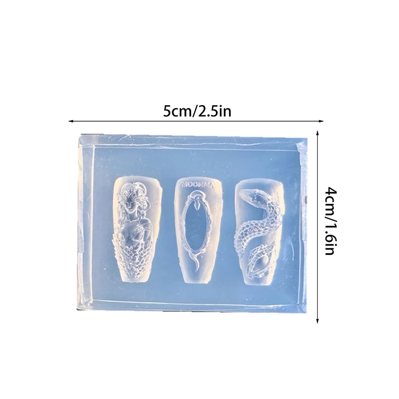3D Snake Silicone Nail Art Carving Mold – DIY Nail Decor Nail Art Mold Axl one size