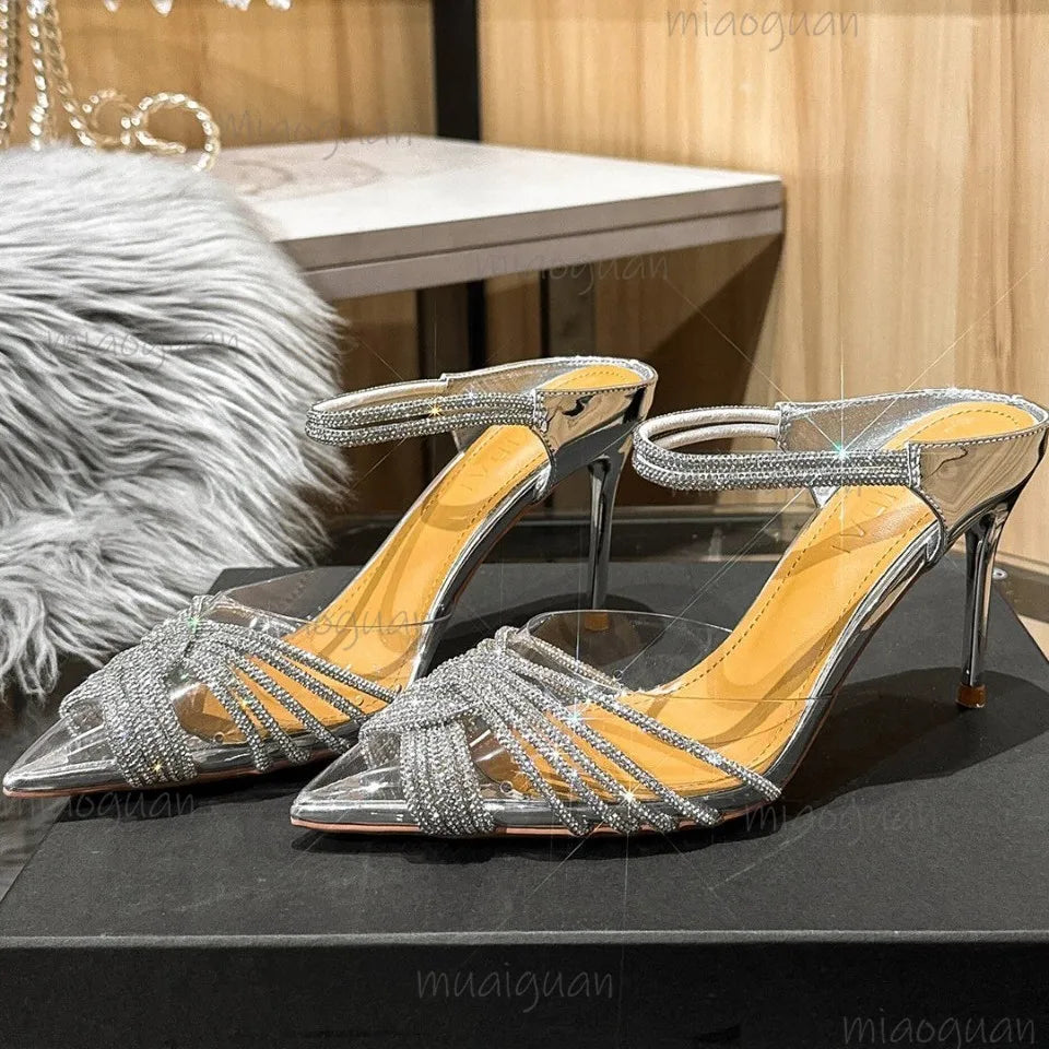 Crystal Ankle Strap Stiletto Sandals – Women's Party Heels Stiletto Heel Sandals Axl