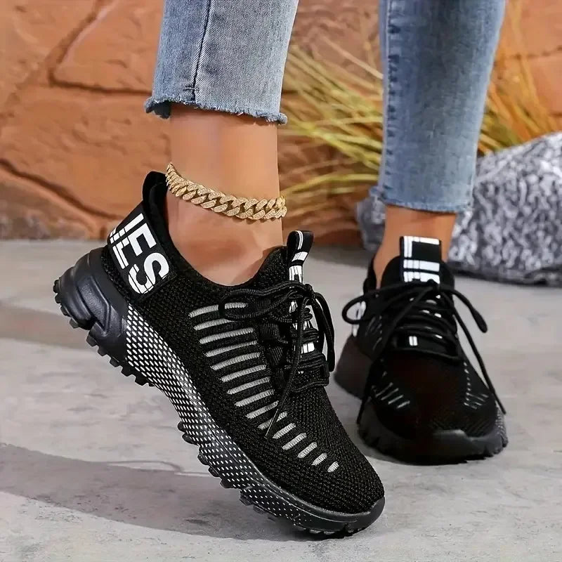 AZGB Women's Breathable Knit Sneakers – Lace-Up Walking Shoes Women's Sneakers Axl