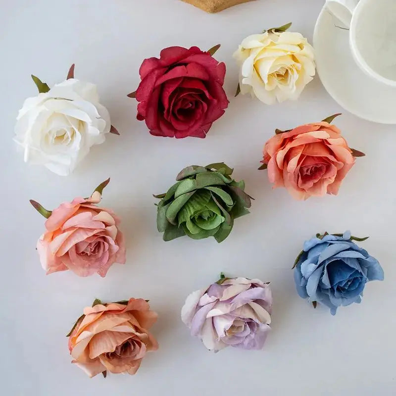 50/100 Pcs Silk Rose Artificial Flowers – Wedding & Home Decor Artificial Flower Heads Axl