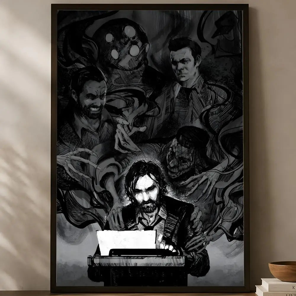 Alan Wake Game Poster – Self-Stick HD Waterproof Wall Art Wall Art Poster Axl White11 60X90cmNoframe