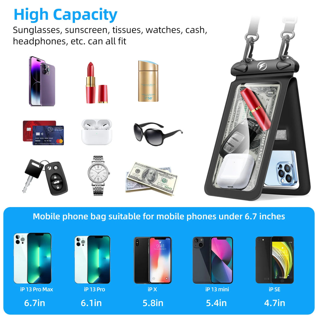 Waterproof Phone Pouch Double Seal Underwater Case – 7.7in Waterproof Phone Pouch Axl