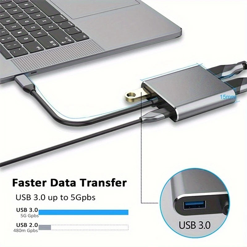 4-in-1 USB-C Hub – 4K HDMI, VGA, USB 3.0 & 100W PD Charging USB-C Hub Adapter Axl