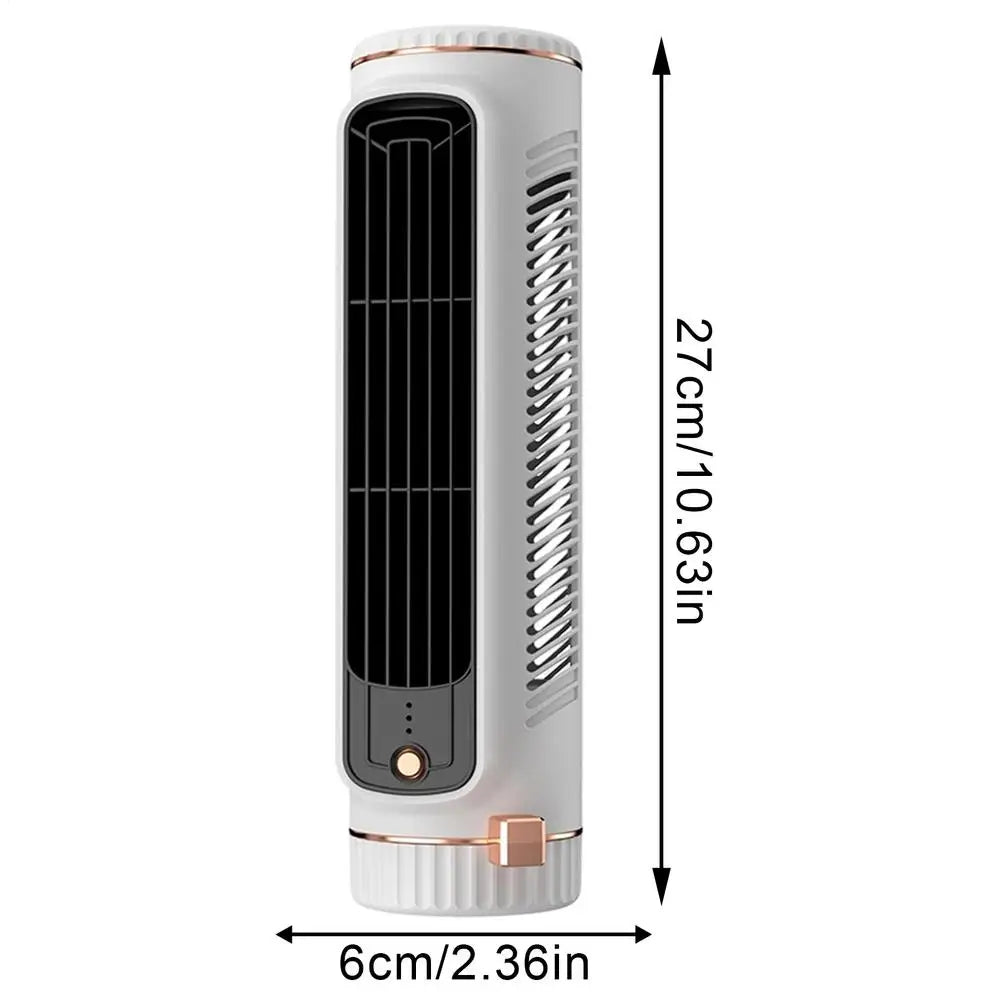 Mini Bladeless Tower Fan – USB Rechargeable, 3 Speed Portable Portable Tower Fan Axl White