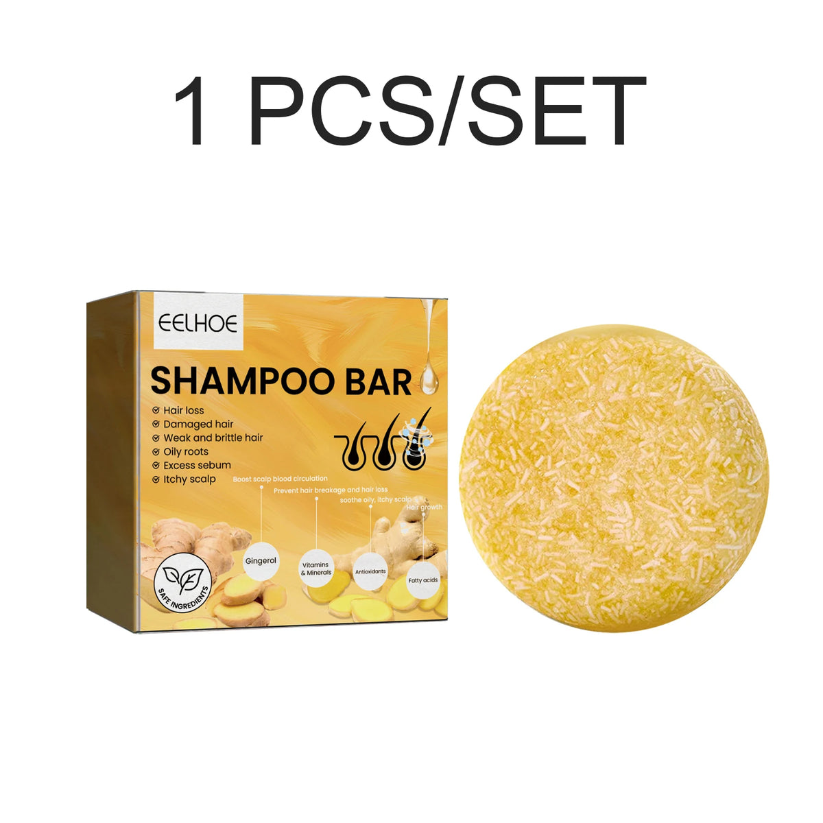 Ginger Solid Shampoo Bar – Deep Cleansing & Nourishing Hair Care Solid Shampoo Bar Axl 1 PCS