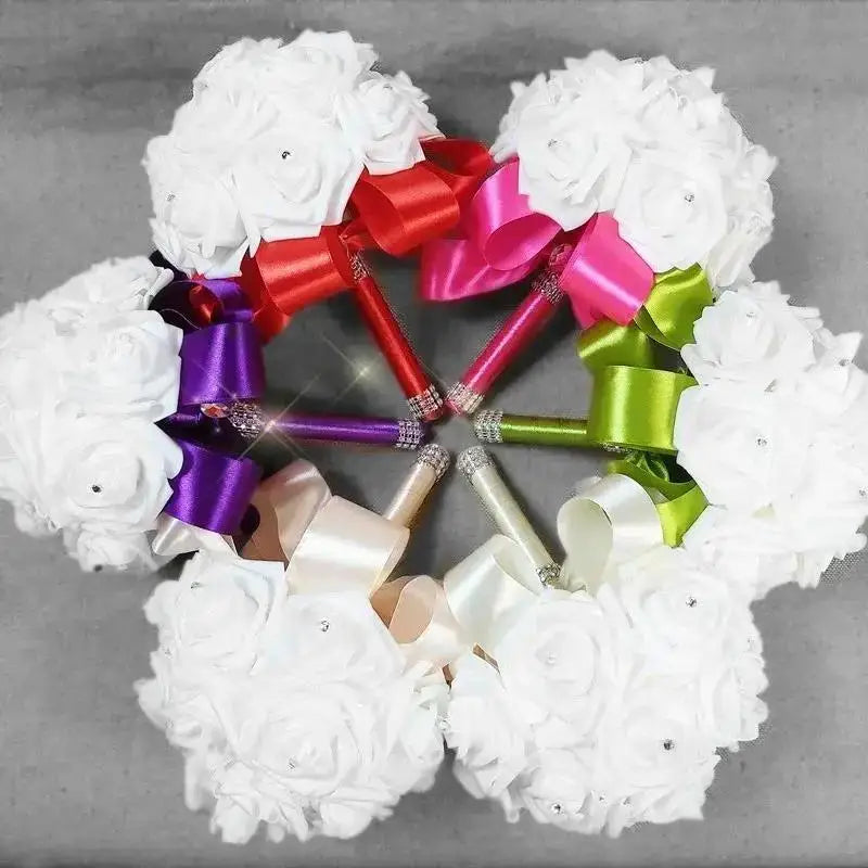 Crystal Rose Pearl Bridal Bouquet – Silk Artificial Wedding Flowers Artificial Bridal Bouquet Axl