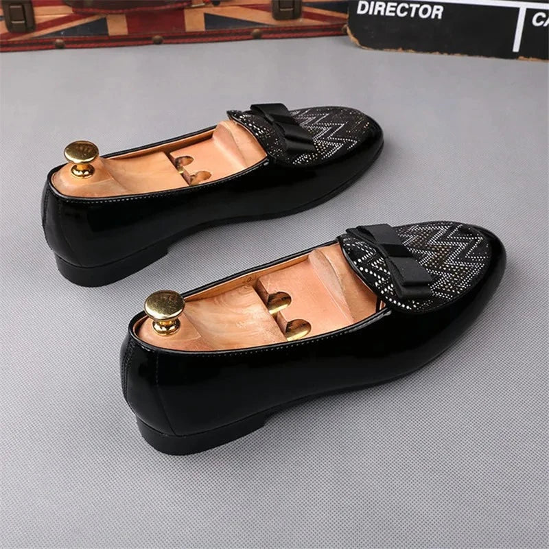 Men's Patchwork Leather Loafers – Wedding & Party Dress Shoes Men's Dress Loafers Axl