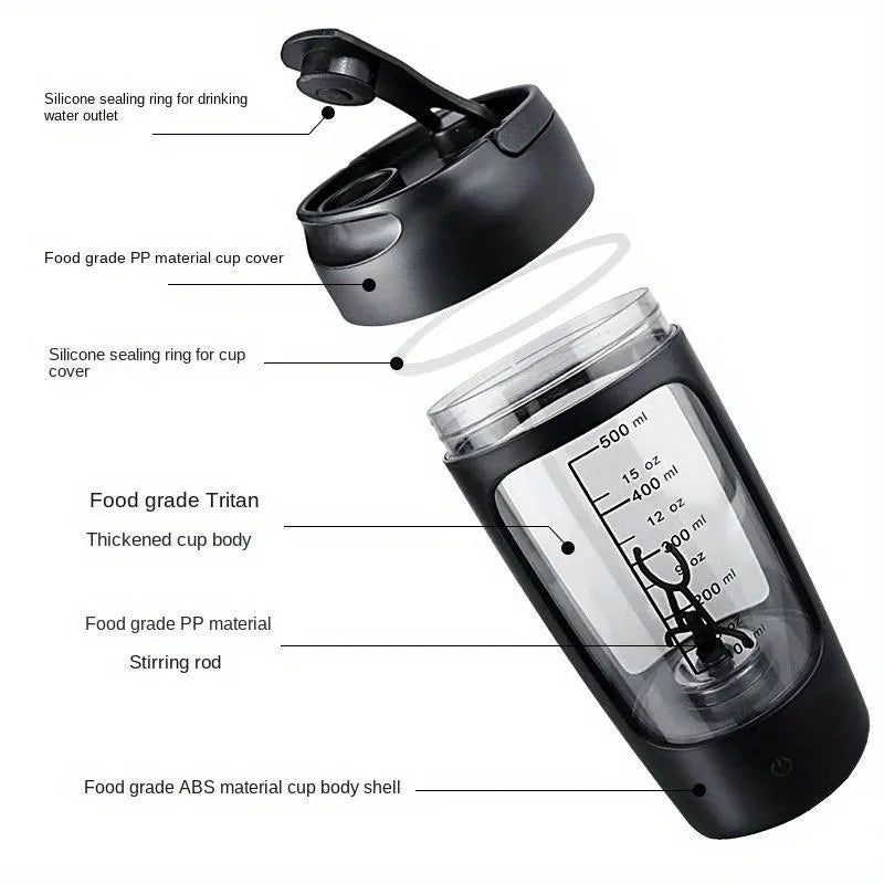 BALASHOV 500ml Electric Protein Shaker Bottle | USB-C Mixer Electric Shaker Bottle Axl