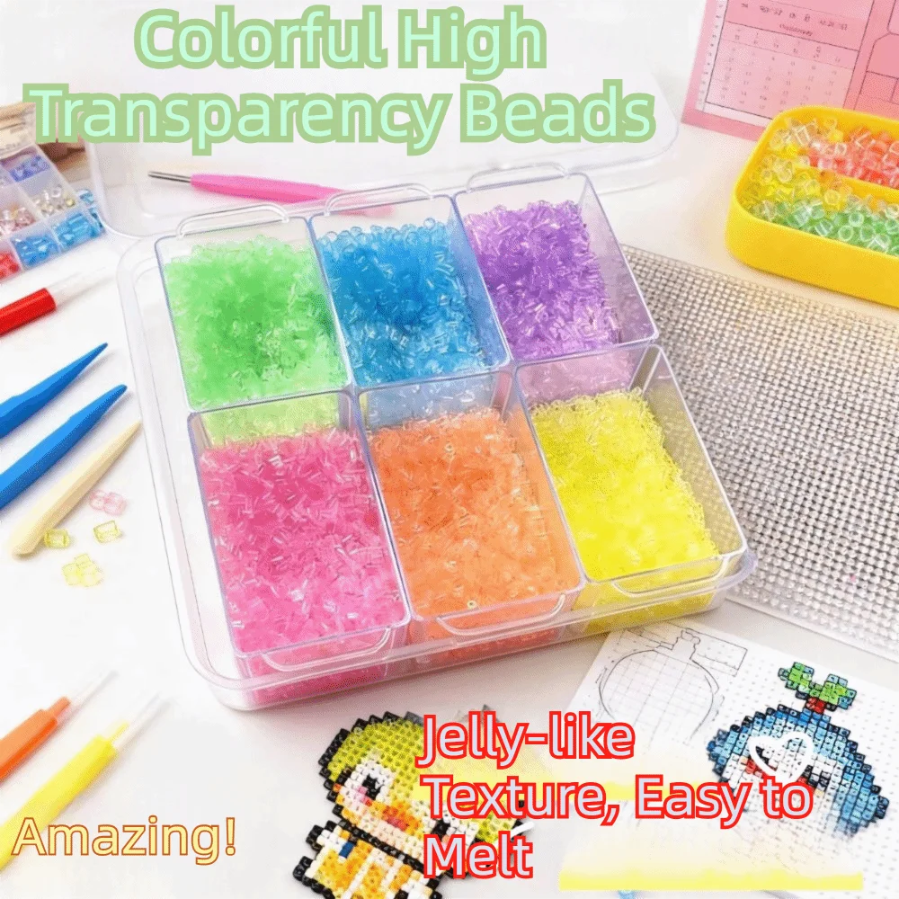 2.6mm Transparent Perler Beads DIY Kit – 7 Colors ~1000pcs DIY Craft Beads Axl