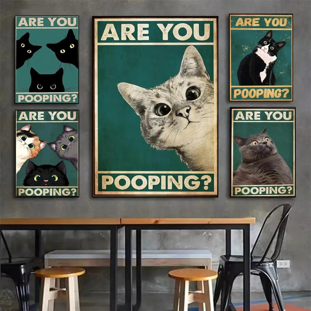 Are You Pooping Cat Poster – Minimalist Wall Art Sticker Wall Art Sticker Axl