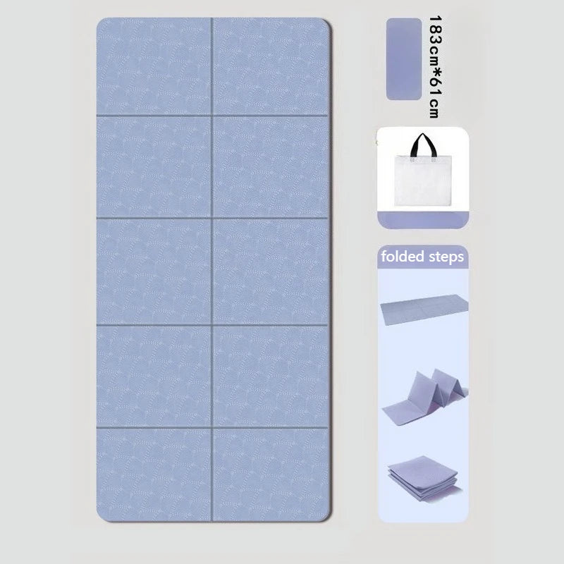 6mm Foldable TPE Yoga Mat – Non-Slip | Yoga & Pilates Foldable Yoga Mat Axl Blue-6MM Thick