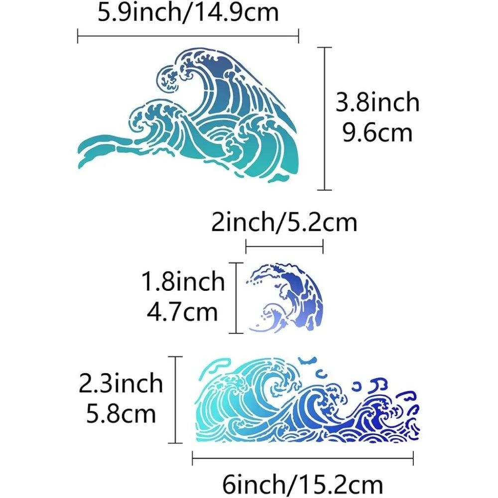Sea Wave Metal Stencils – Reusable Stainless Steel Ocean Pattern Craft Stencil Axl