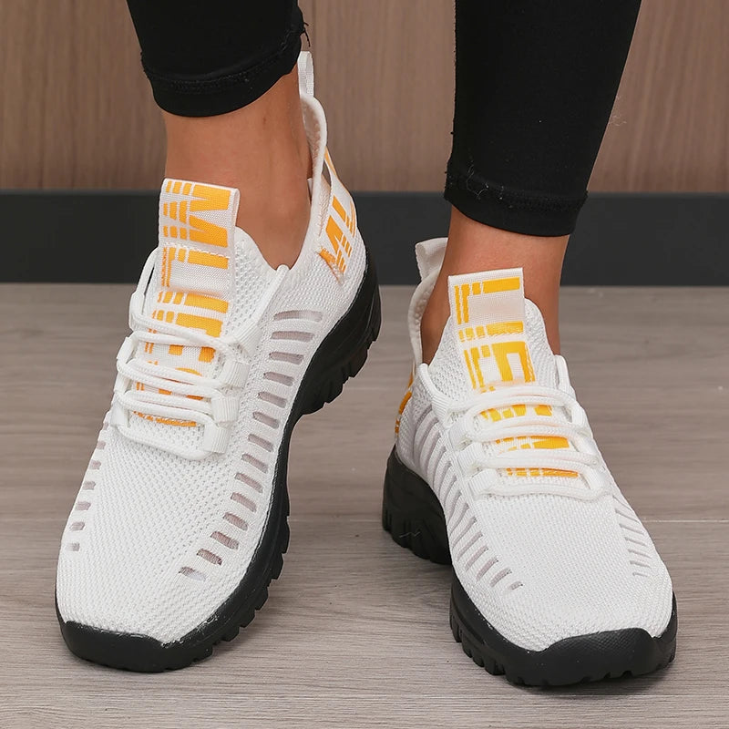 Women's Breathable Mesh Lace-Up Flat Shoes | Anti-Slip Walking Women's Flat Shoes Axl
