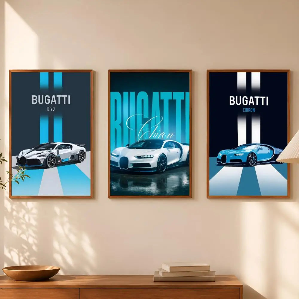Bugatti Wall Art Poster – Self-Stick HD Waterproof Car Decor Wall Art Poster Axl