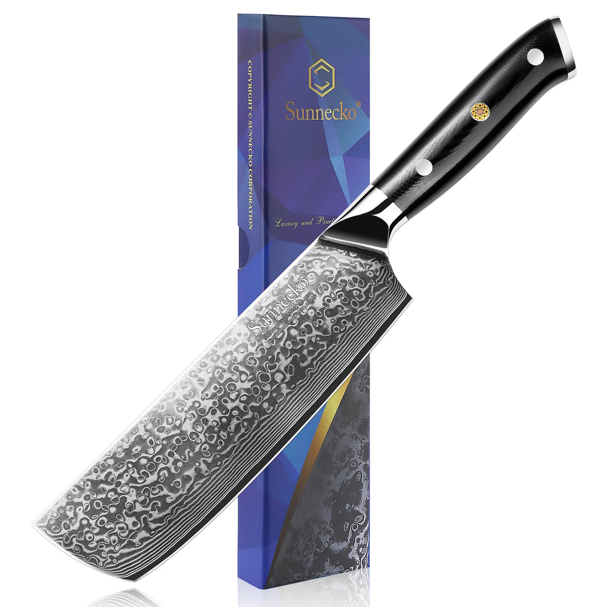 Sunnecko 7" Nakiri Knife – 73-Layer Damascus VG10 Steel Nakiri Kitchen Knife Axl China Mainland 7 inch