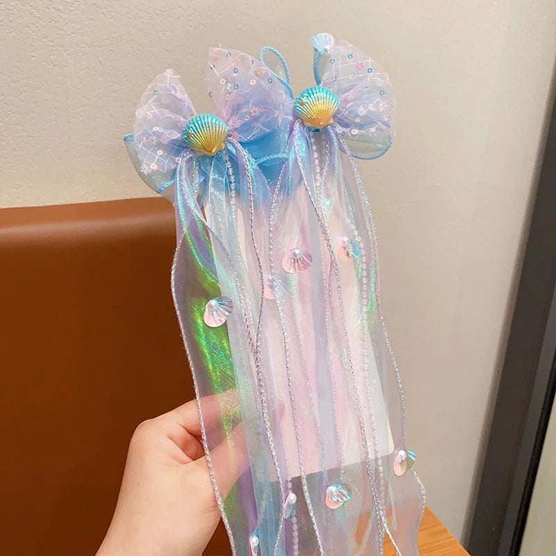 Mermaid Princess Bow Hair Clip – Girls Braided Hair Accessory Hair Clip Accessory Axl N6