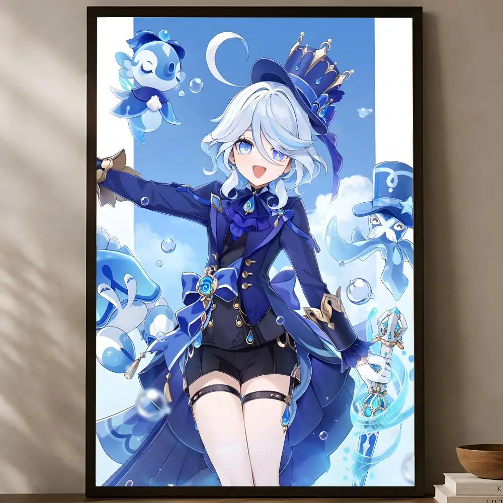 Furina Genshin Impact Self-Stick HD Poster – Waterproof Wall Art Wall Art Poster Axl White11 15X20cmNoframe